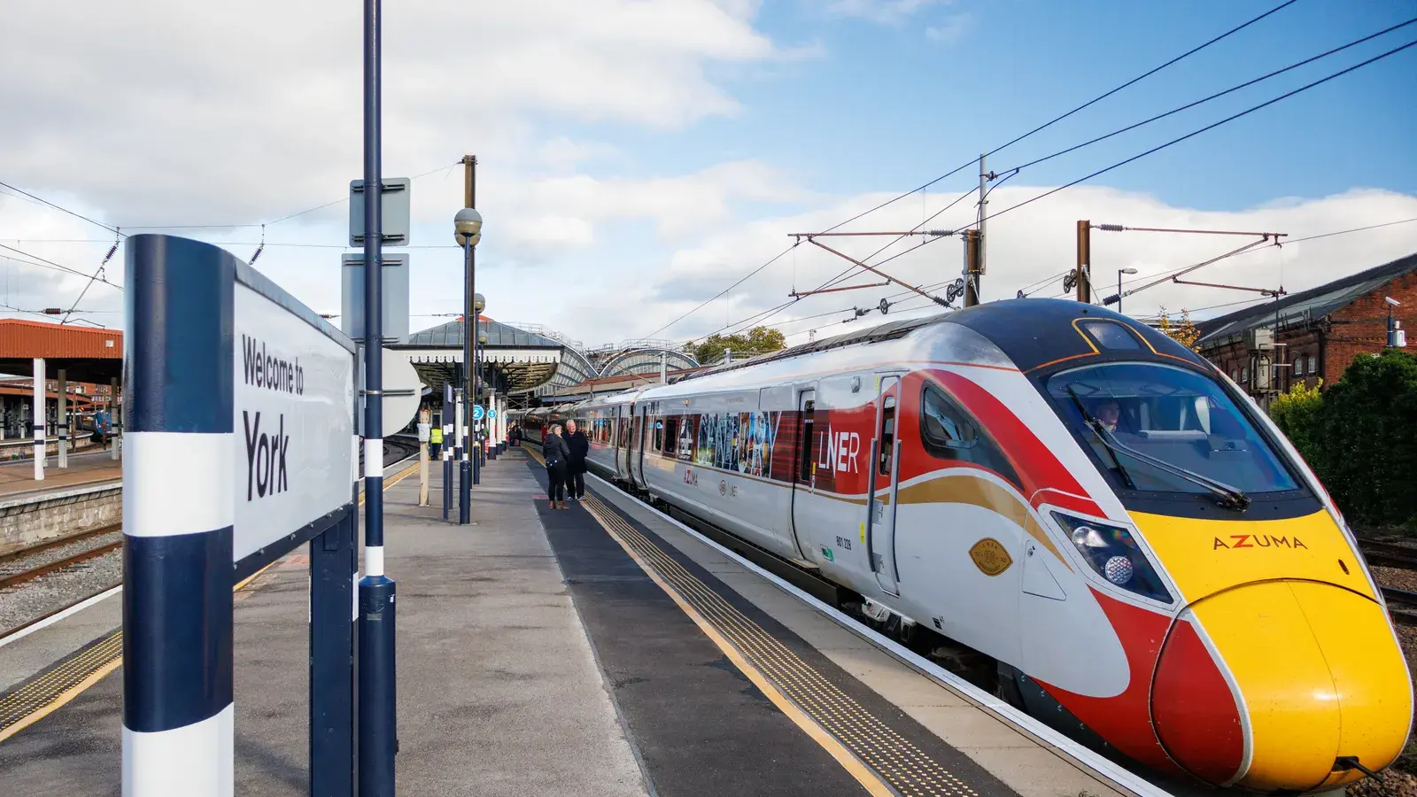 A sleek modern train at york railway station platform with